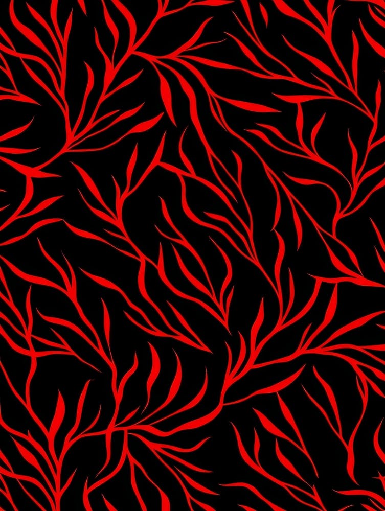 Red Leaves On Black Background