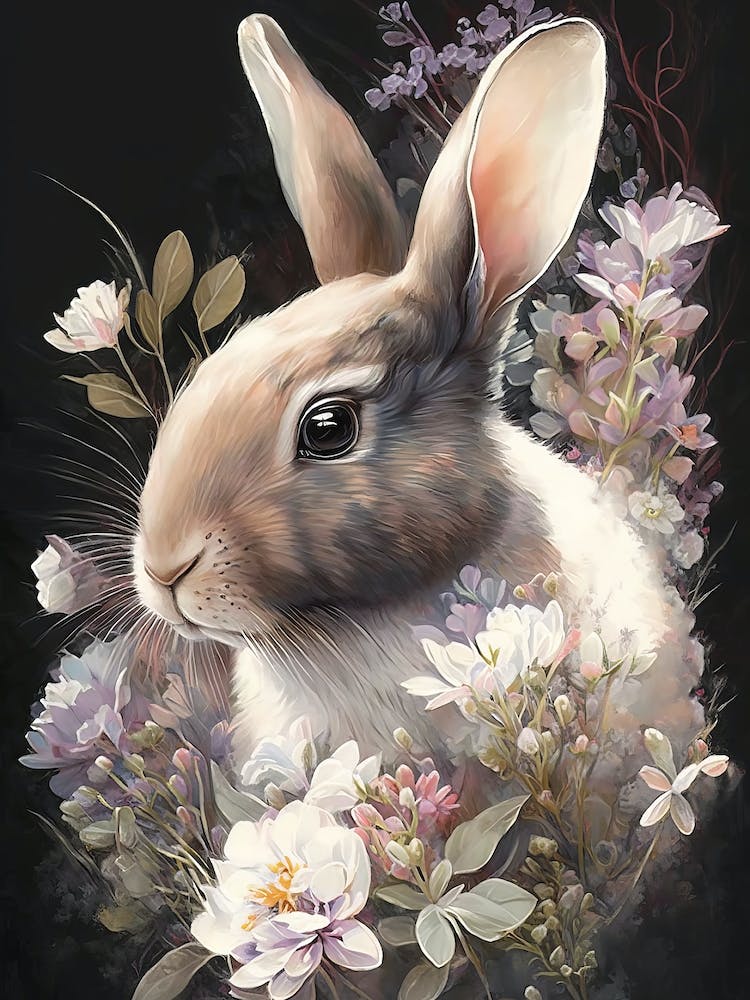 Rabbit And Flowers 3