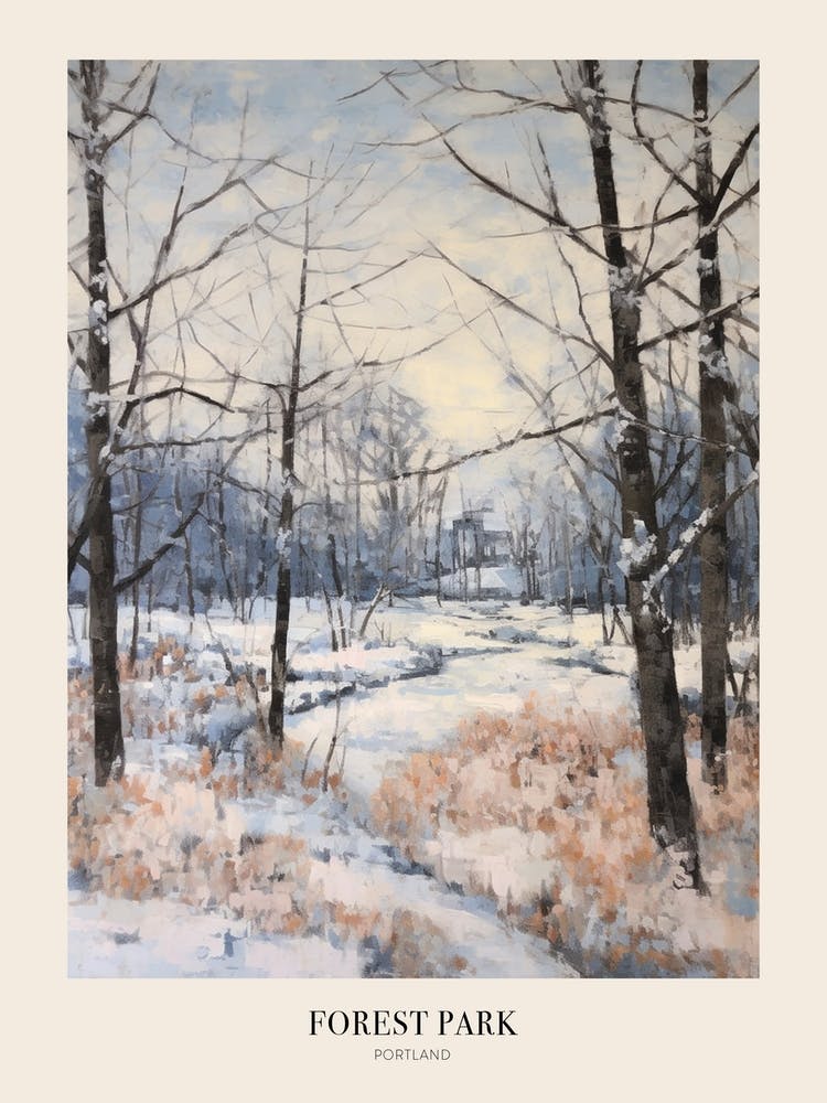 Winter City Park Poster Forest Park Portland United States 3