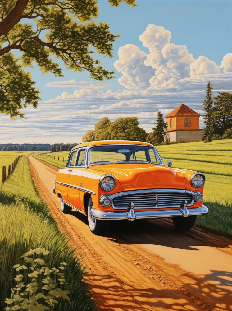 Old Car On A Dirt Road