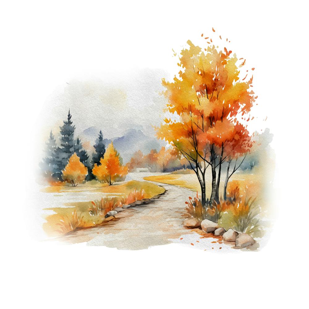 Watercolor Autumn Trees 11