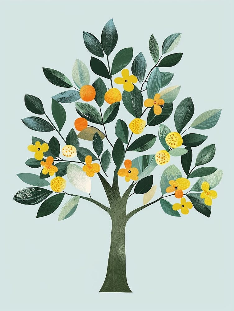 Pecan Tree Flat Illustration 4