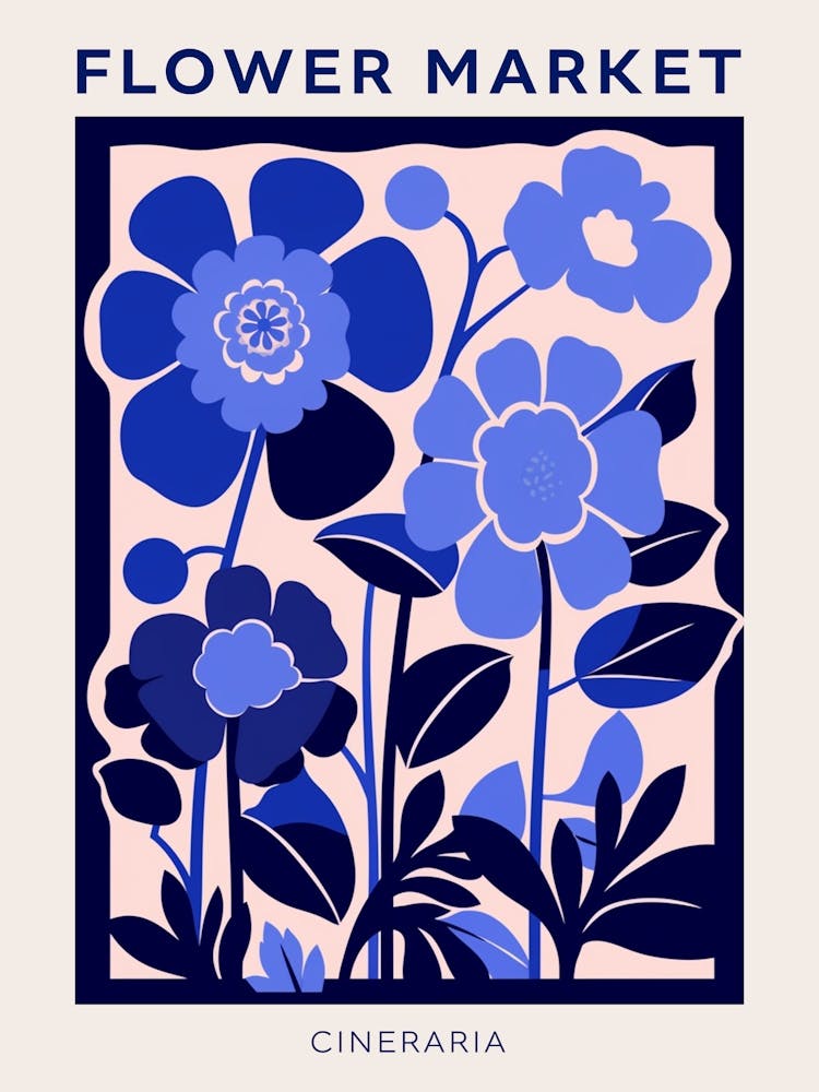 Blue Flower Market Poster Cineraria 2