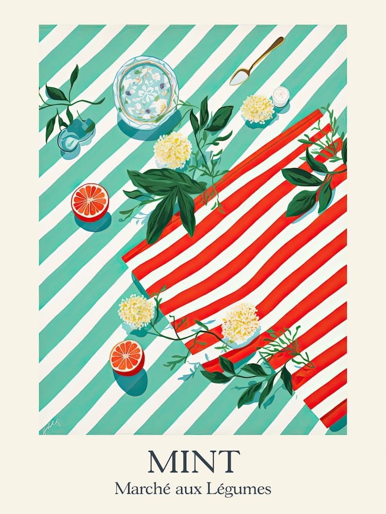 Marche Aux Legumes Mint Summer Illustration 5