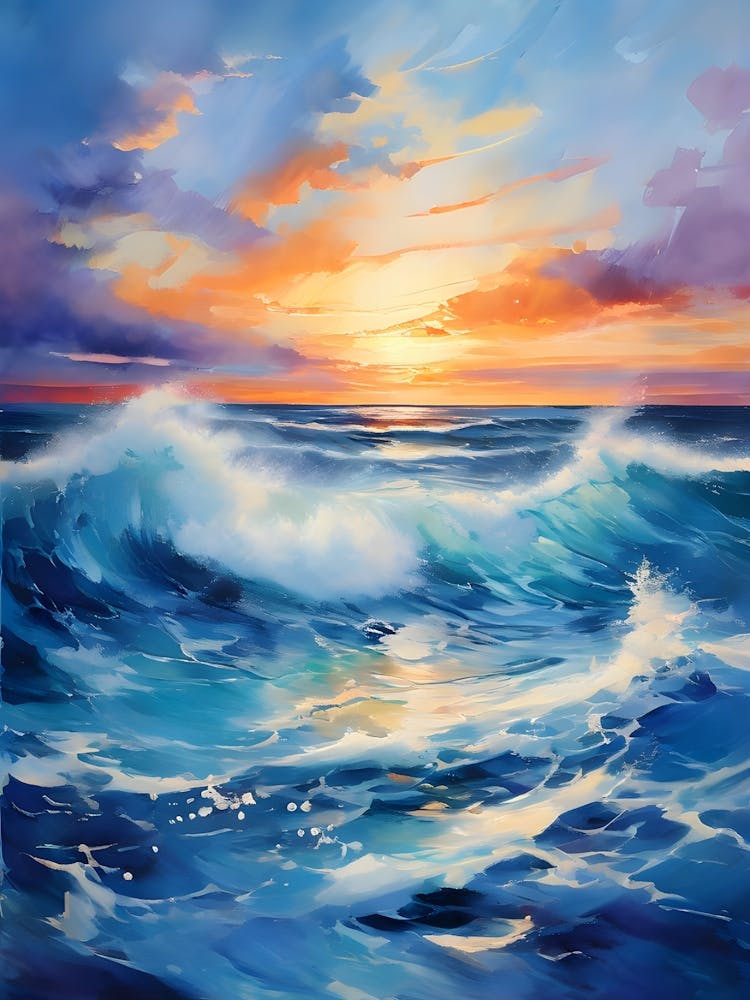 Ocean Waves At Sunset 2