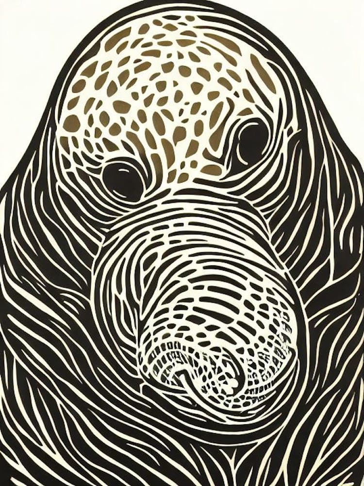 Elephant Seal Linocut
