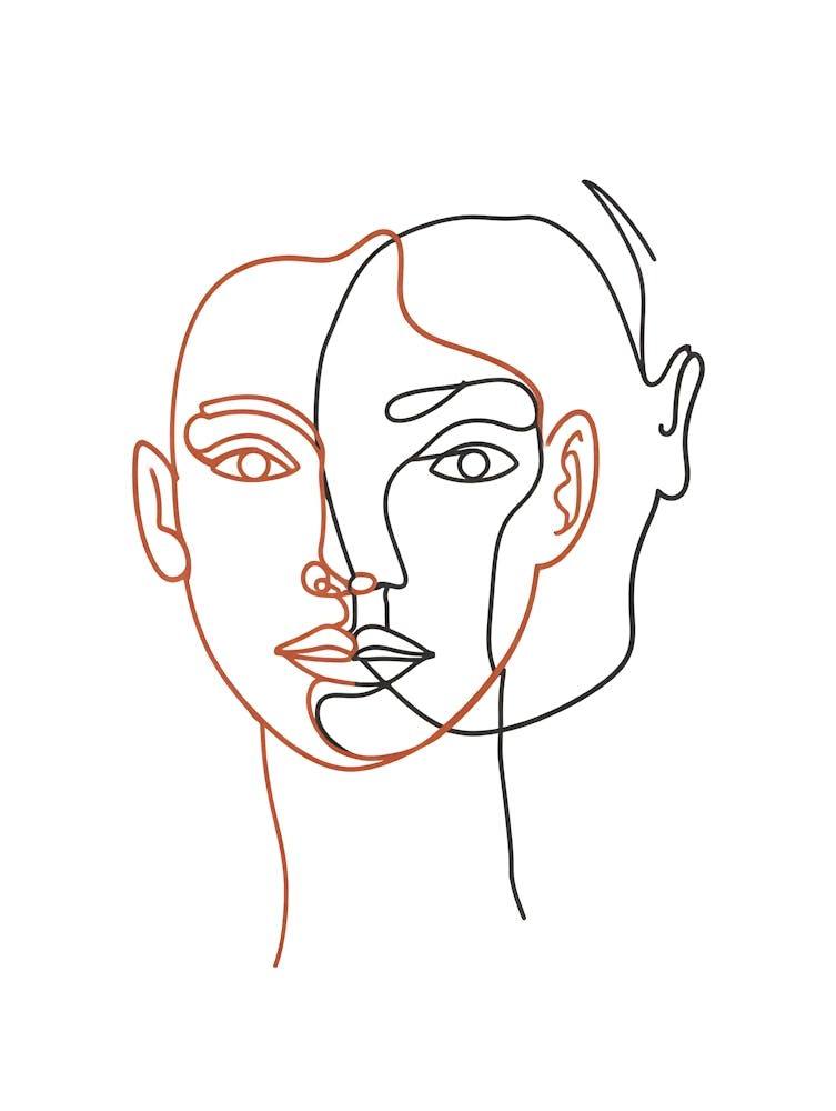 Abstract Line Art Portrait: Minimalist Face