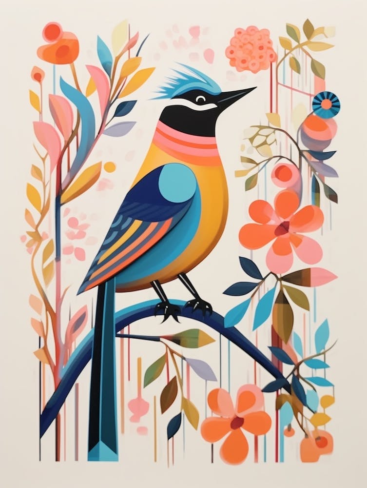 Colourful Scandi Bird Cedar Waxwing 3