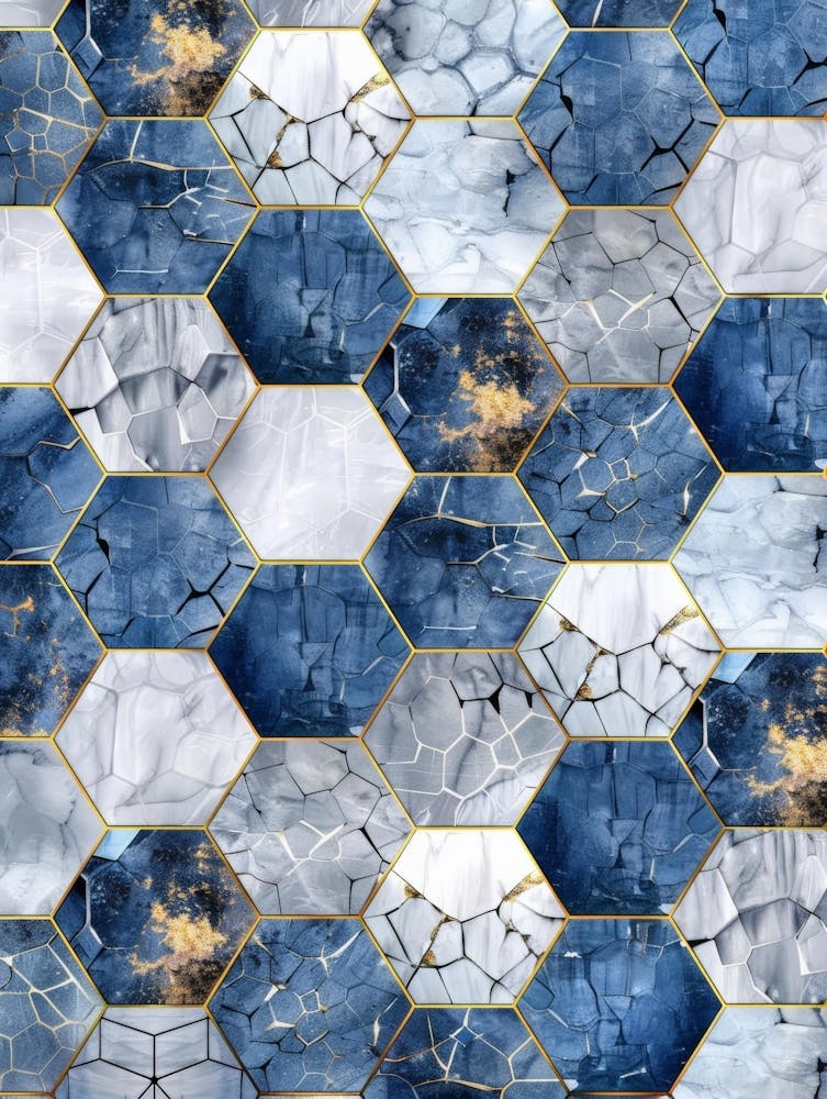 Blue And Gold Marble Mosaic 1