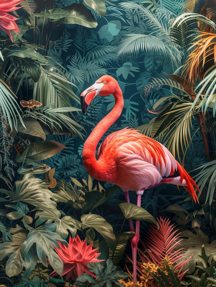 Greater Flamingo Bolivia Tropical Illustration 6