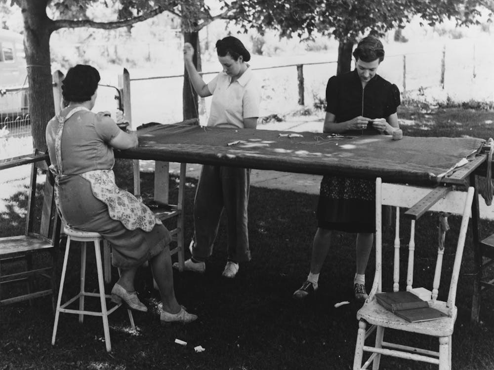 Box Elder County, Utah, Mormon Women Tacking A Quilt To Be Used By A Sheepherder By Russell Lee
