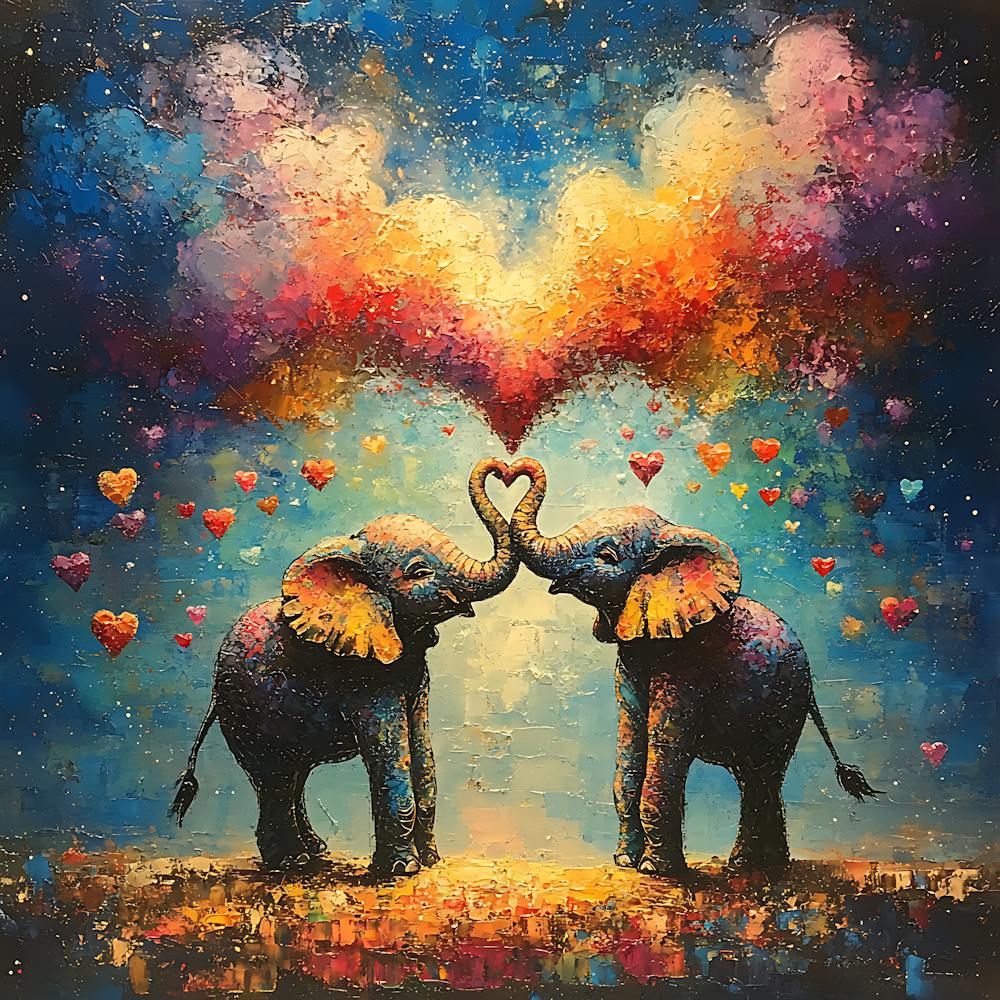 Love of Elephants Abstracted Under a Cloud of Hearts 8