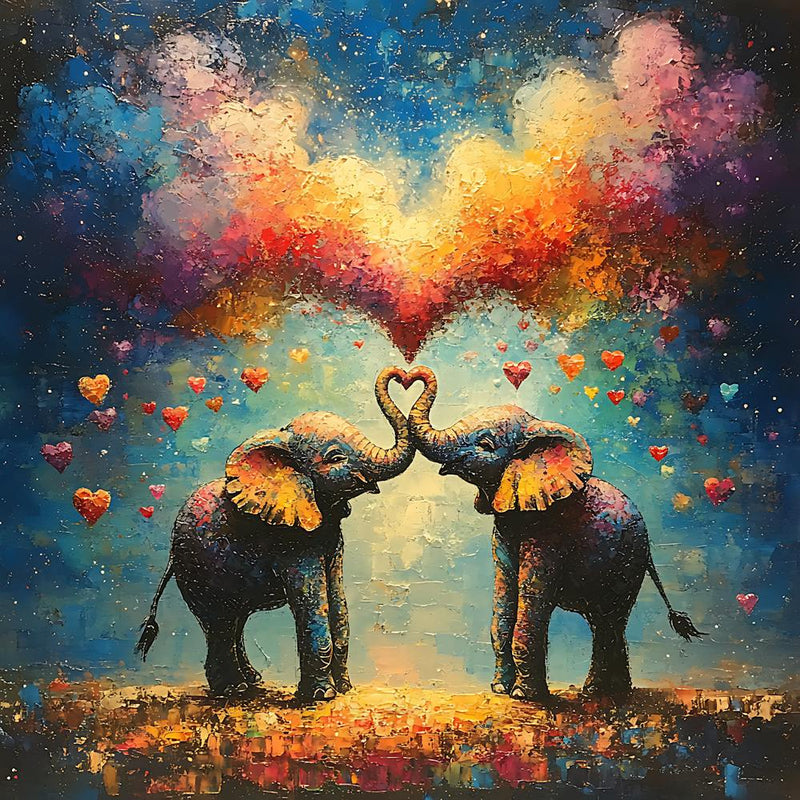 Love of Elephants Abstracted Under a Cloud of Hearts 8