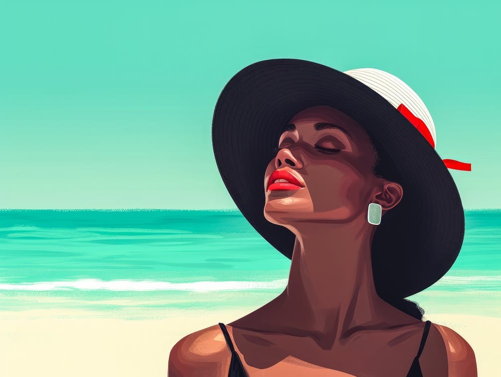 Illustration of an African American woman at the beach 4