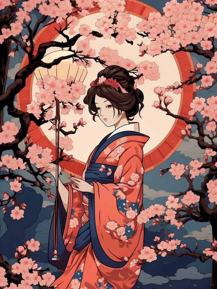 Cherry Blossoms Japanese Style Illustration 10