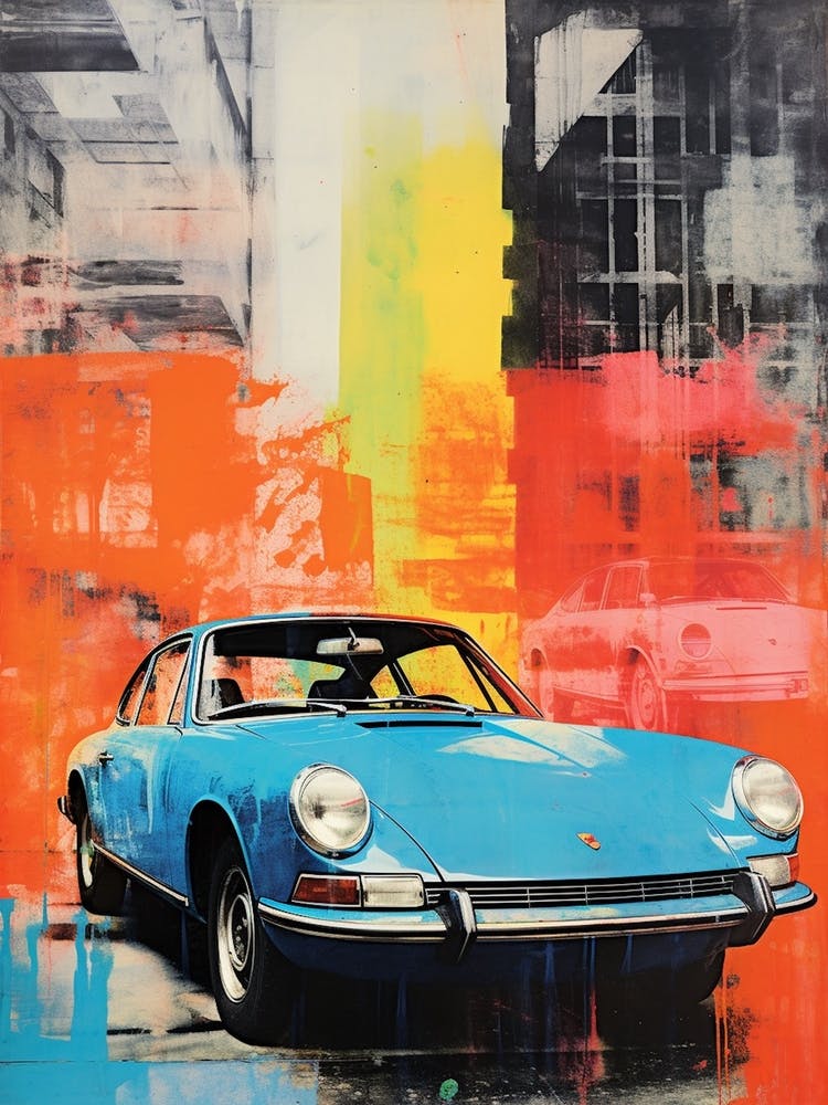 Klassisches Auto Pop Art Risograph Inspiriert 2