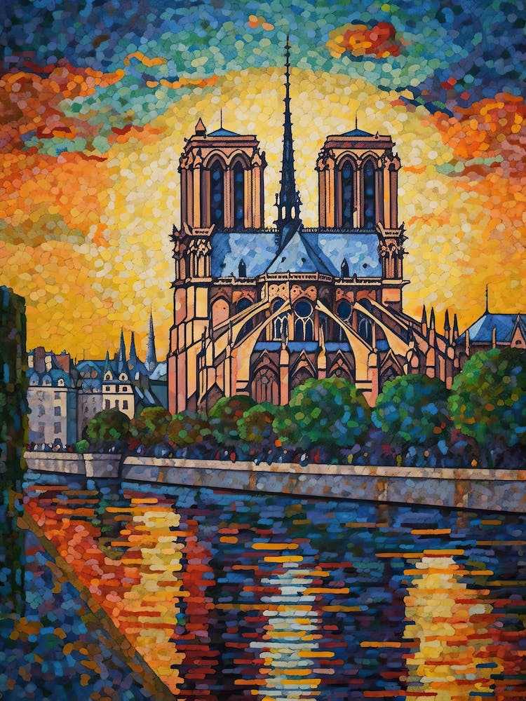 Notre Dame Paris France Paul Signac Style 6