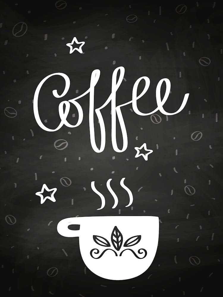 Coffee Cup On A Chalkboard - kitchen art, kitchen poster