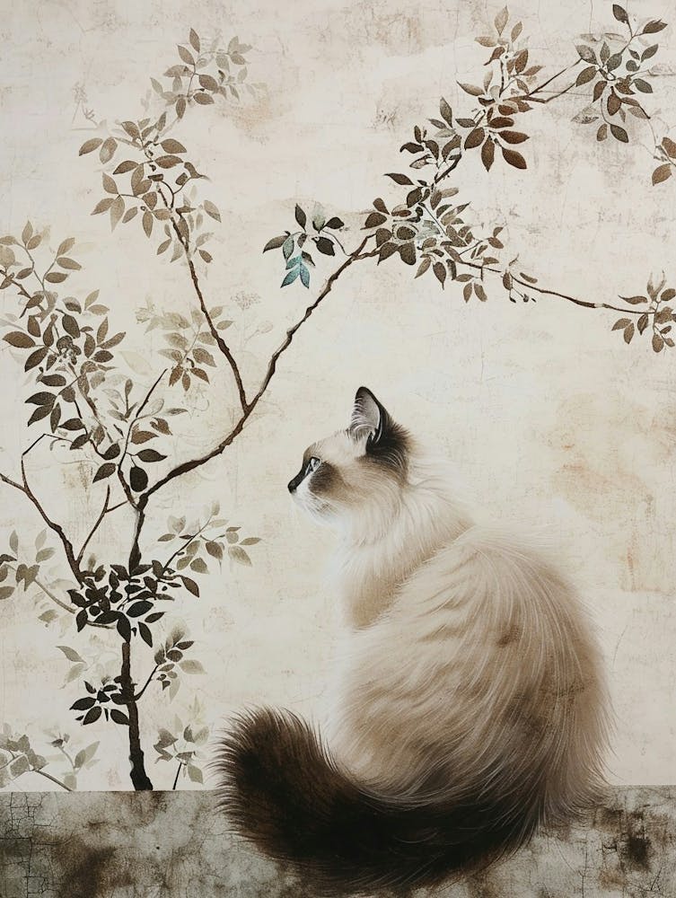 Illustration Japonaise de Chat Ragdoll 1