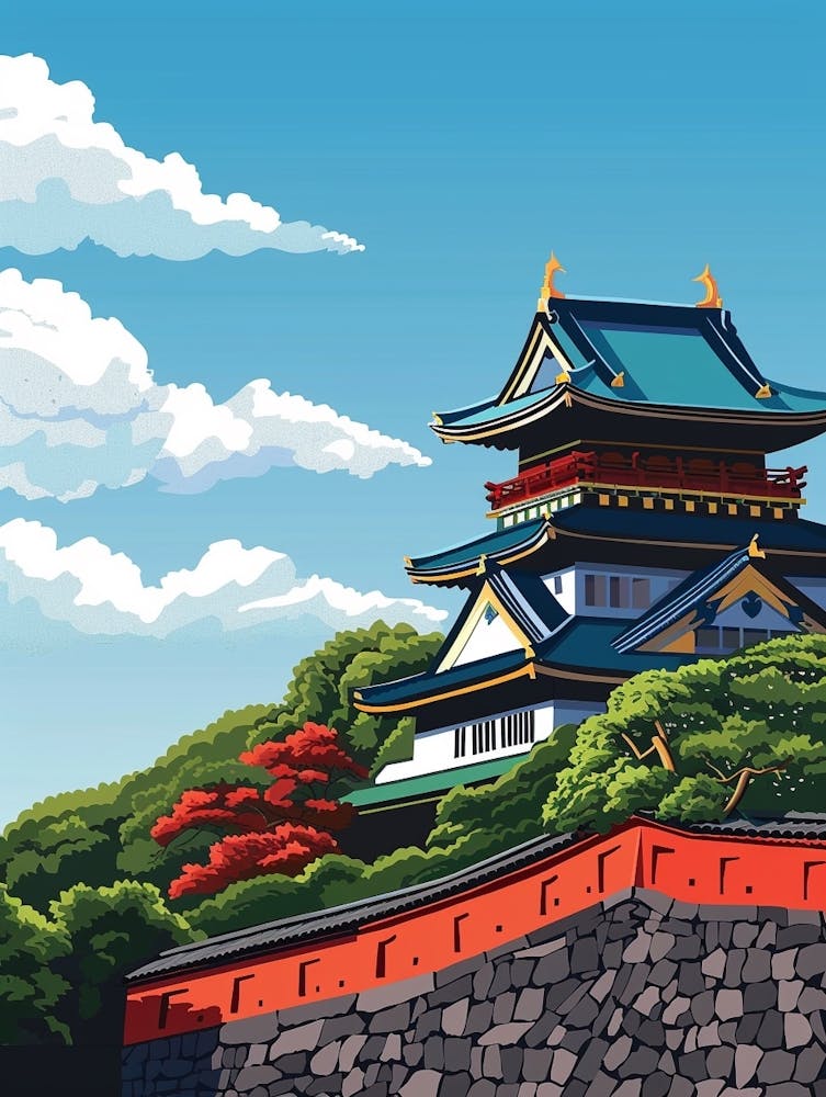 Tokyo Imperial Palace 3 Colourful Illustration