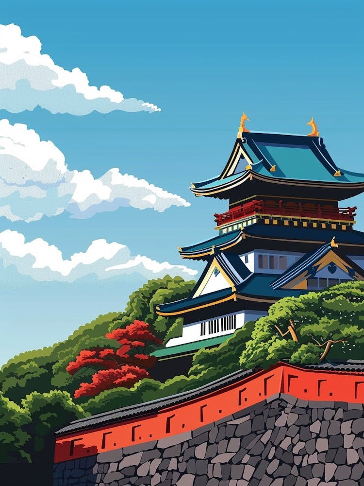 Tokyo Imperial Palace 3 Colourful Illustration