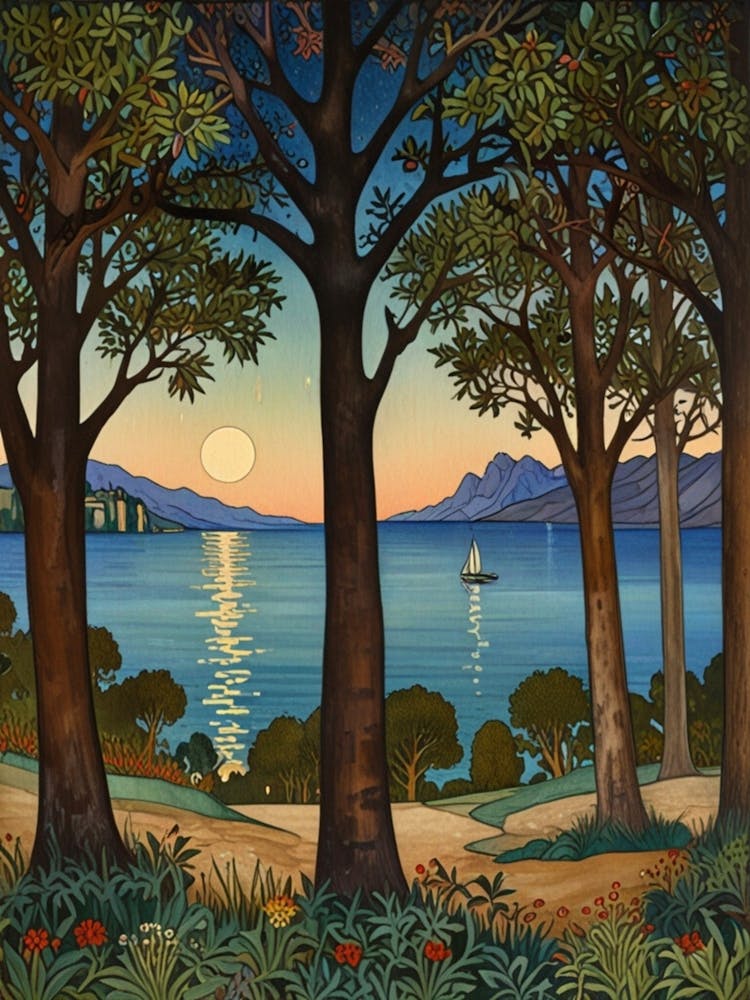 William Morris Sunset At The Lake