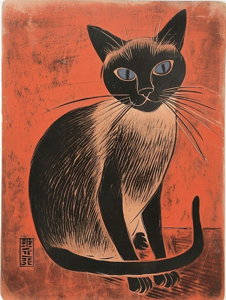 Siamese Cat Relief Illustration 4