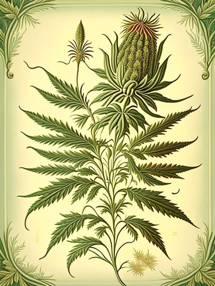 Hemp Herb Vintage Botanical