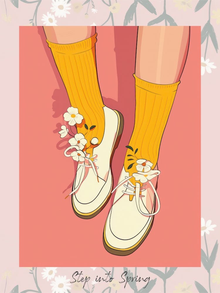 Step Into Spring Yellow And Pink Flower Shoes 2