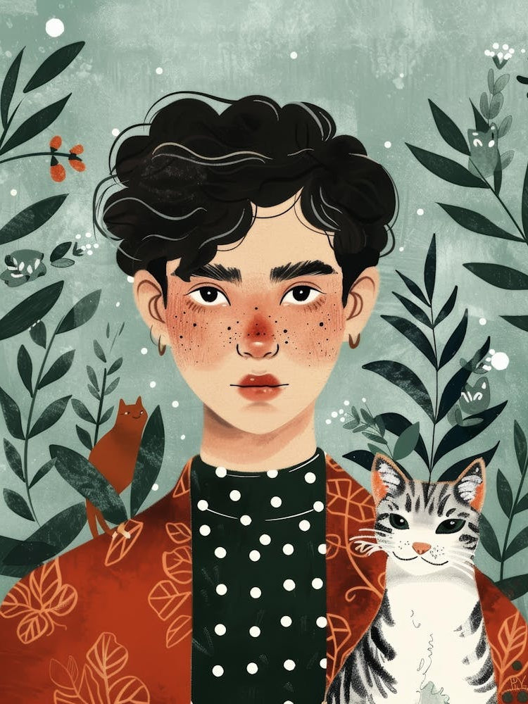 Asian Girl With Cat 1