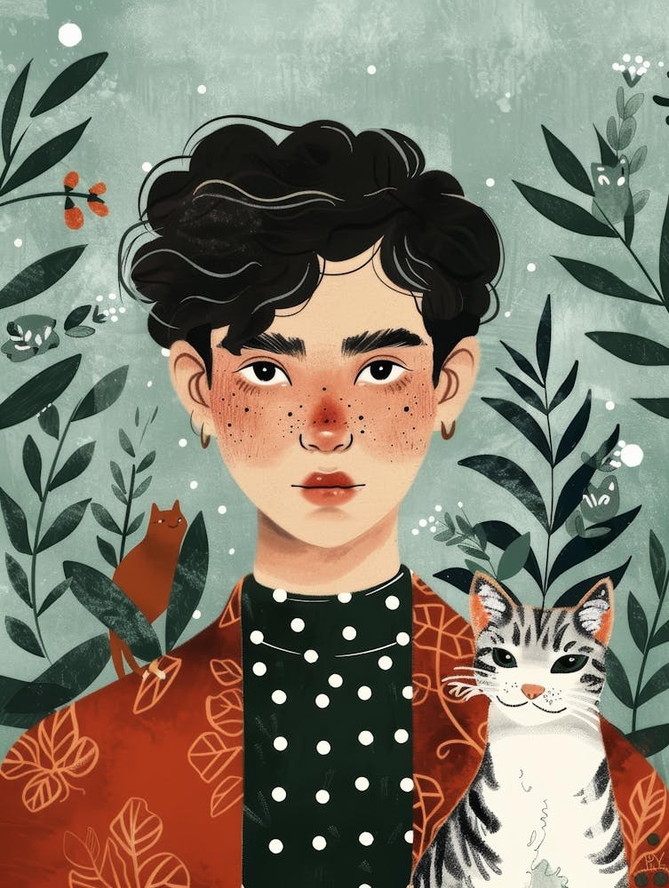 Asian Girl With Cat 1