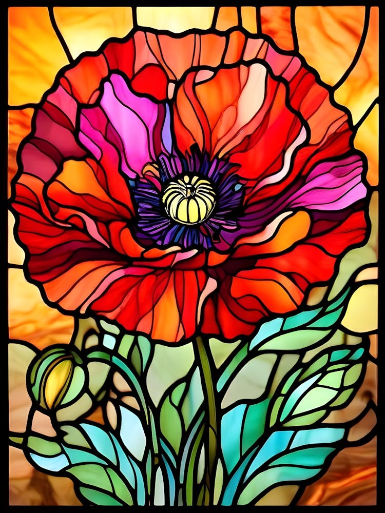 Stained Glass Poppy 2