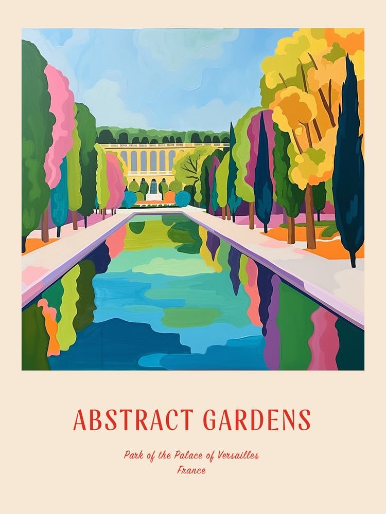 Colourful Gardens Park Of The Palace Of Versailles France 2 Red Poster