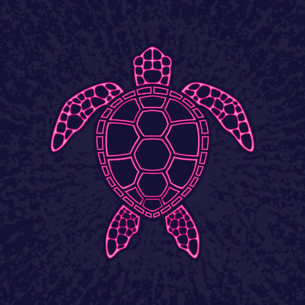 Hot Pink Neon Lava Sea Turtle Design