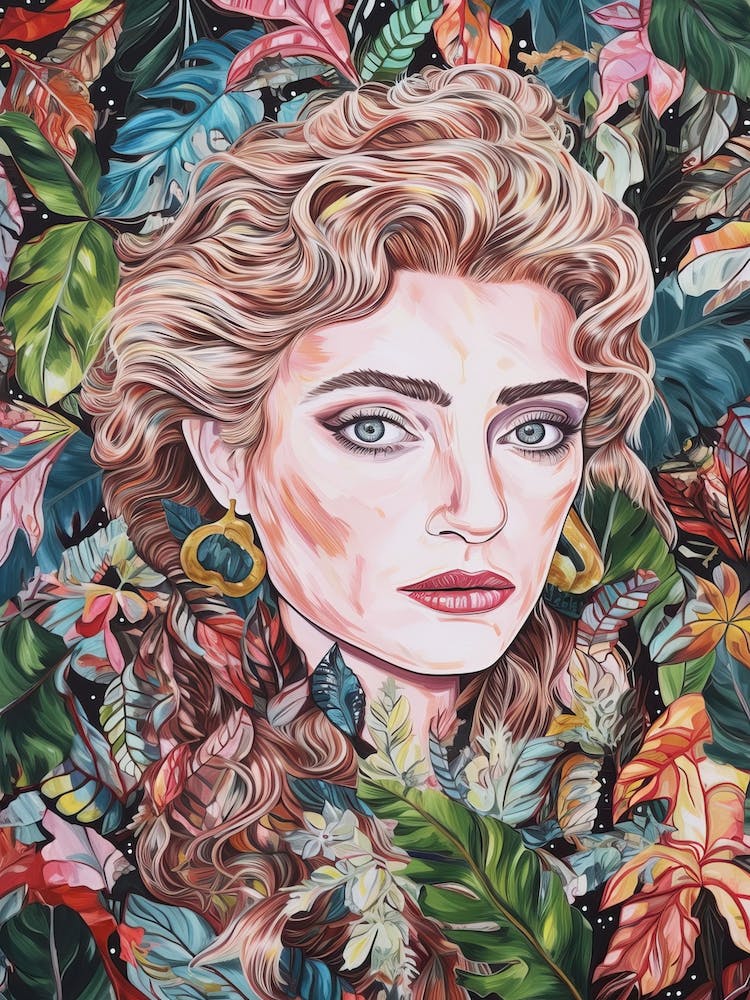 Floral Handpainted Portrait Of Princess Madonna 2