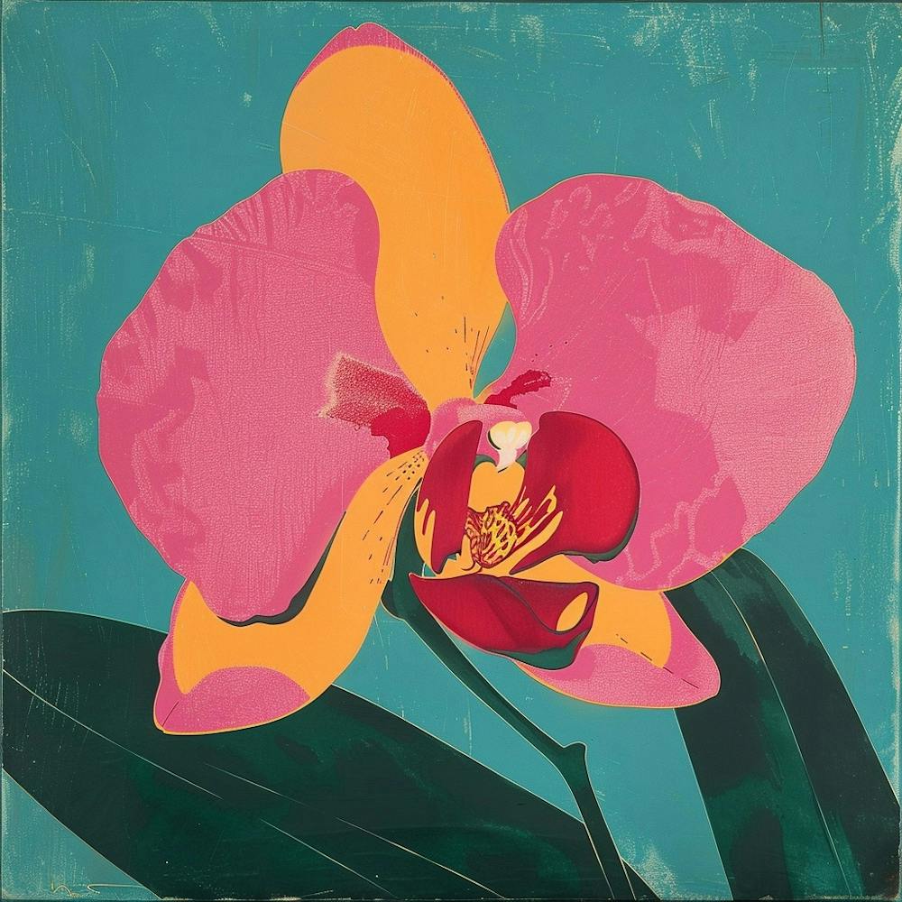 Orchid 2 Square Flower Illustration