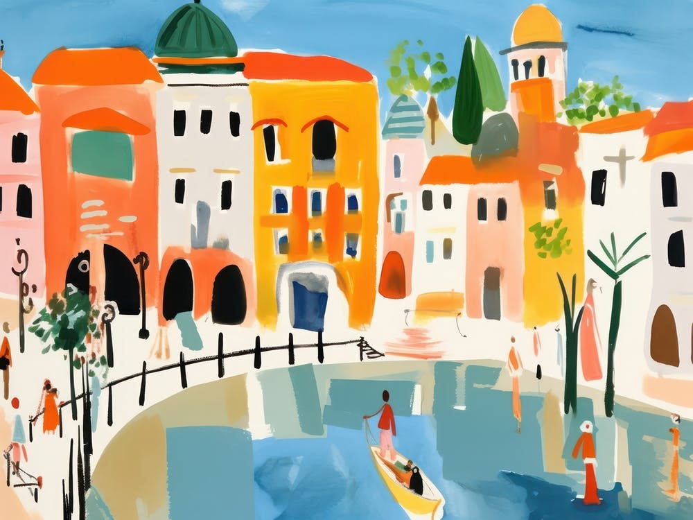 Venice Italy Cute Watercolour Illustration 5