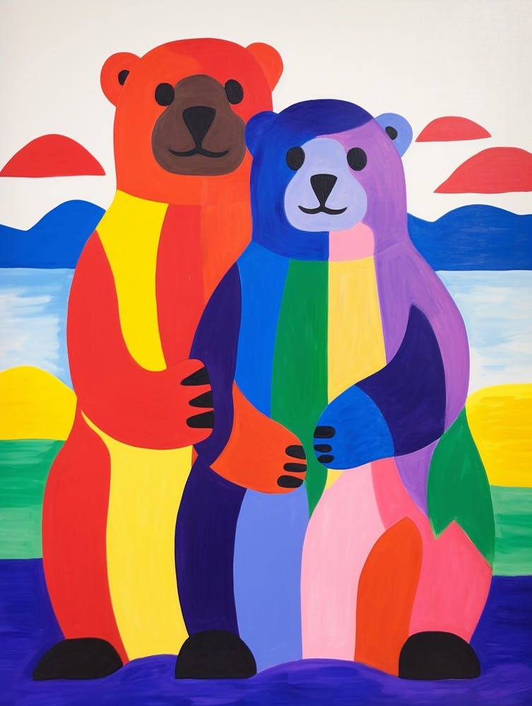 Colourful Kids Animal Art Sea Otter 1