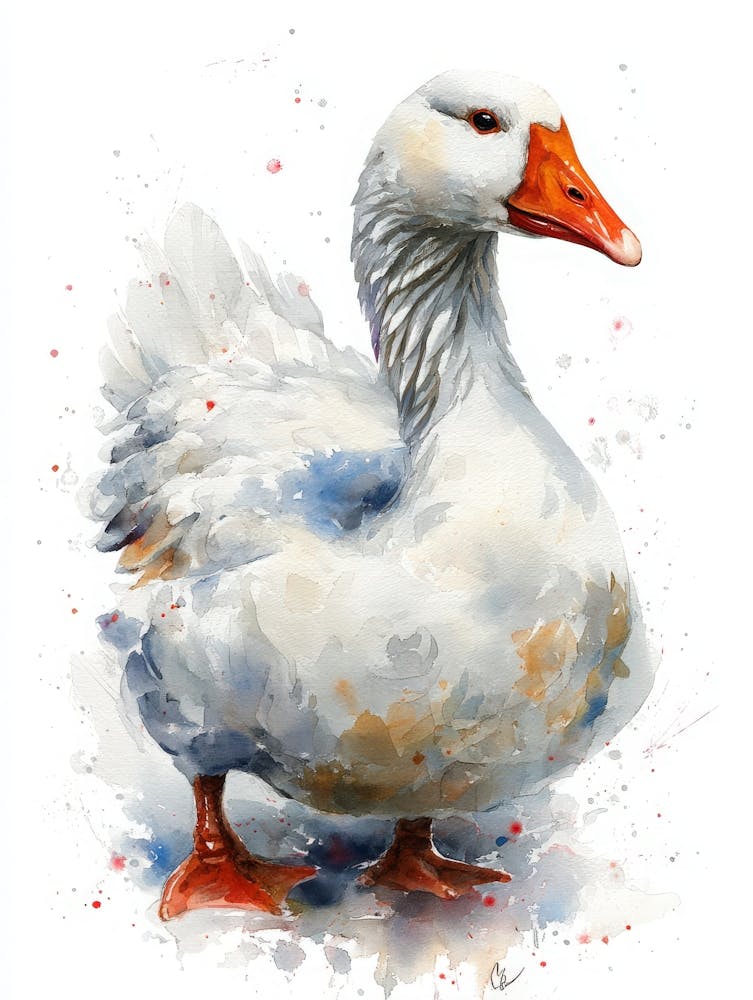 Aihrgdesign Isolated Watercolor Painting Of Birds Goose With