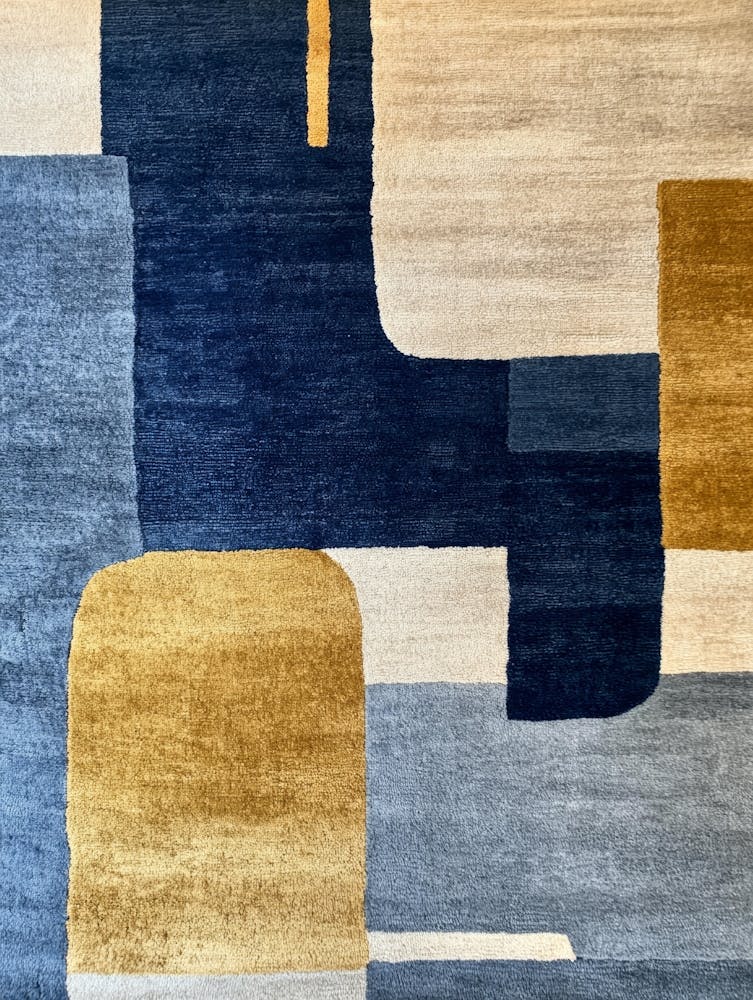 Abstract Blue And Yellow Rug