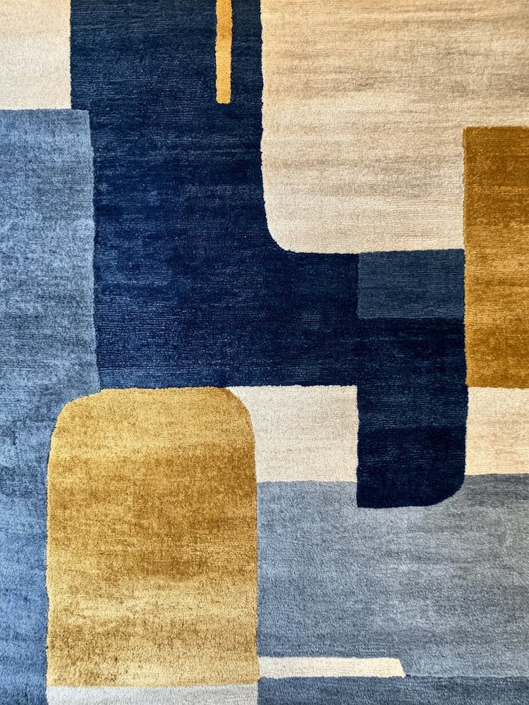 Abstract Blue And Yellow Rug