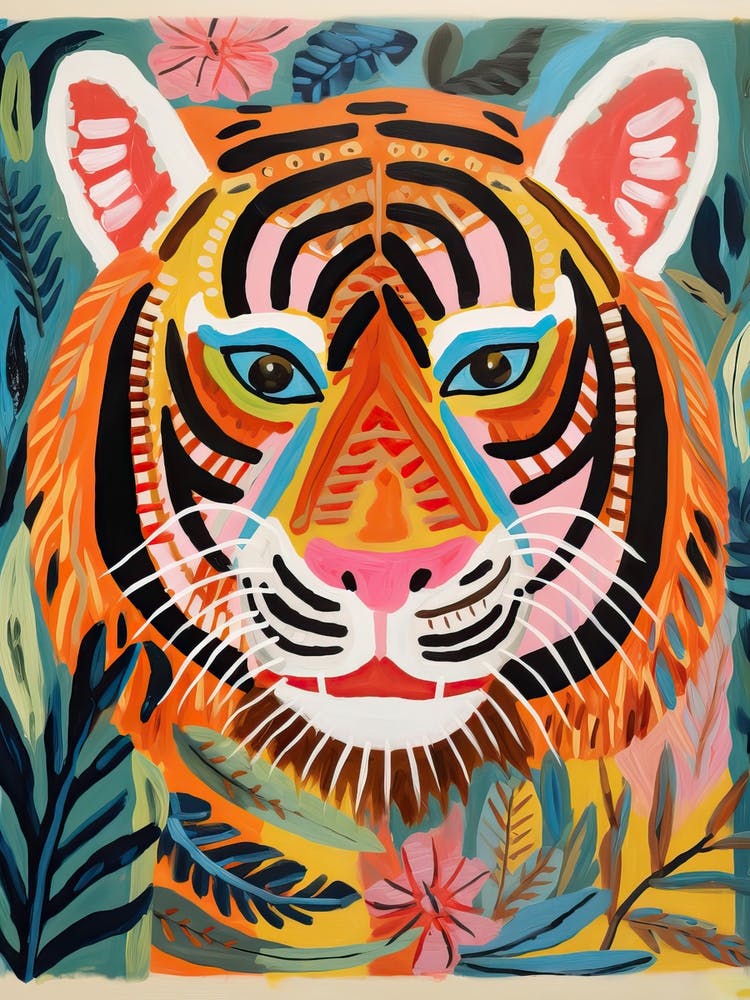 Tiger Art In Outsider Art Style 1