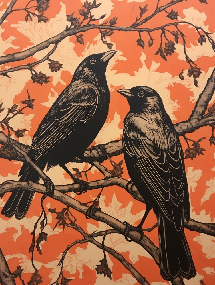 Art Nouveau Birds Poster Crow 4