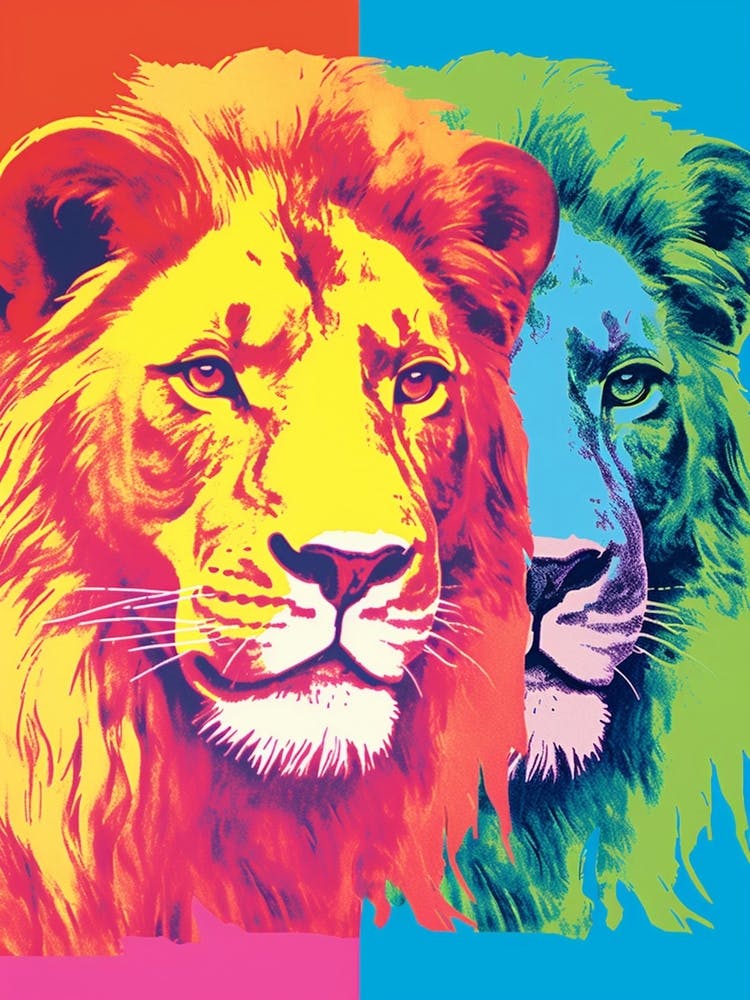 Lion Pop Art Colour Burst 3