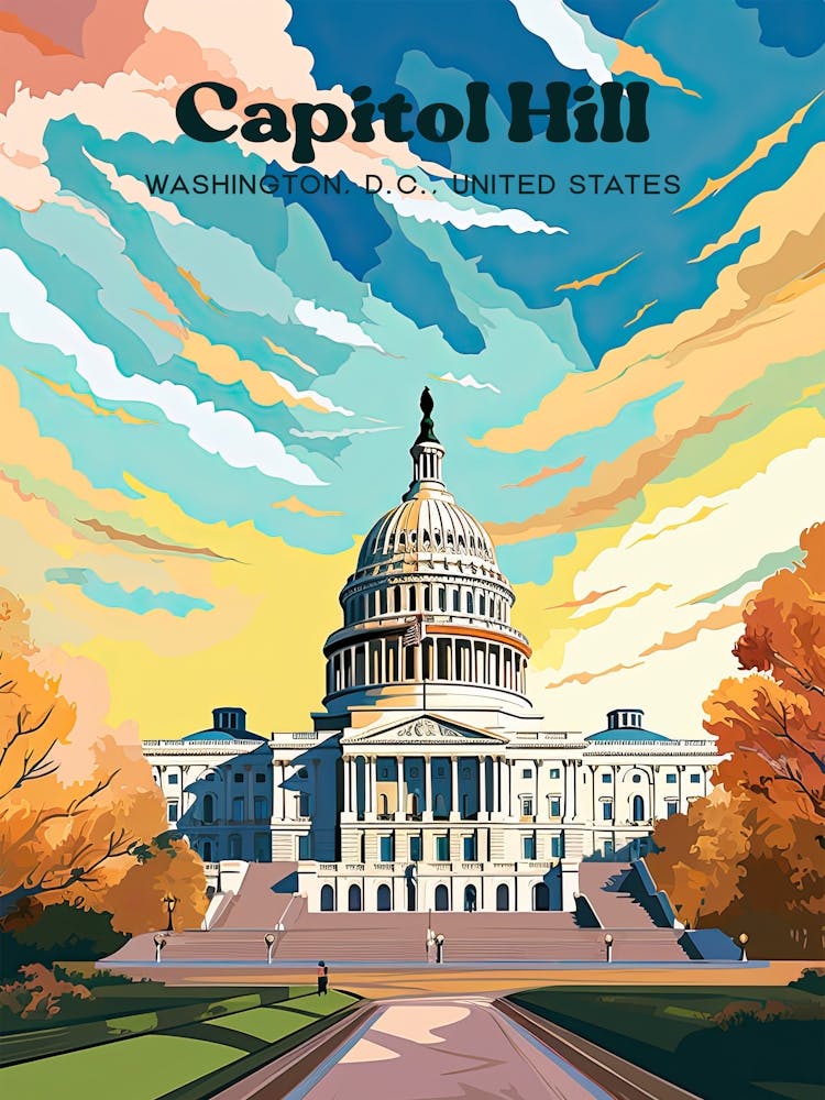 Capitol Hill Us Political Digital Travel Art