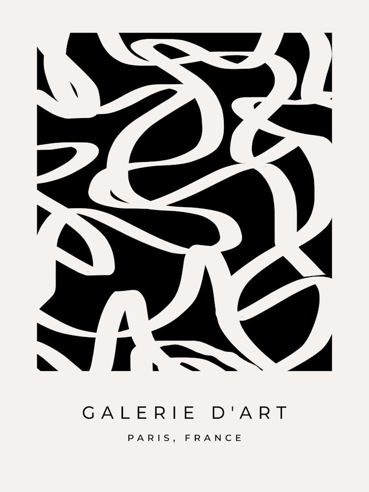 Abstract Line Swirl Black And Cream White