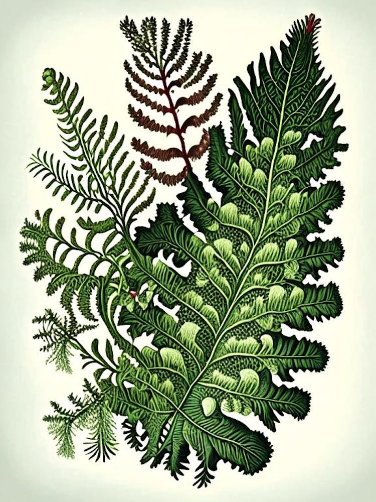 Christmas Fern Wildflower Vintage Botanical 1