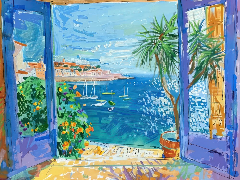 Marseille From The Window View Painting 3