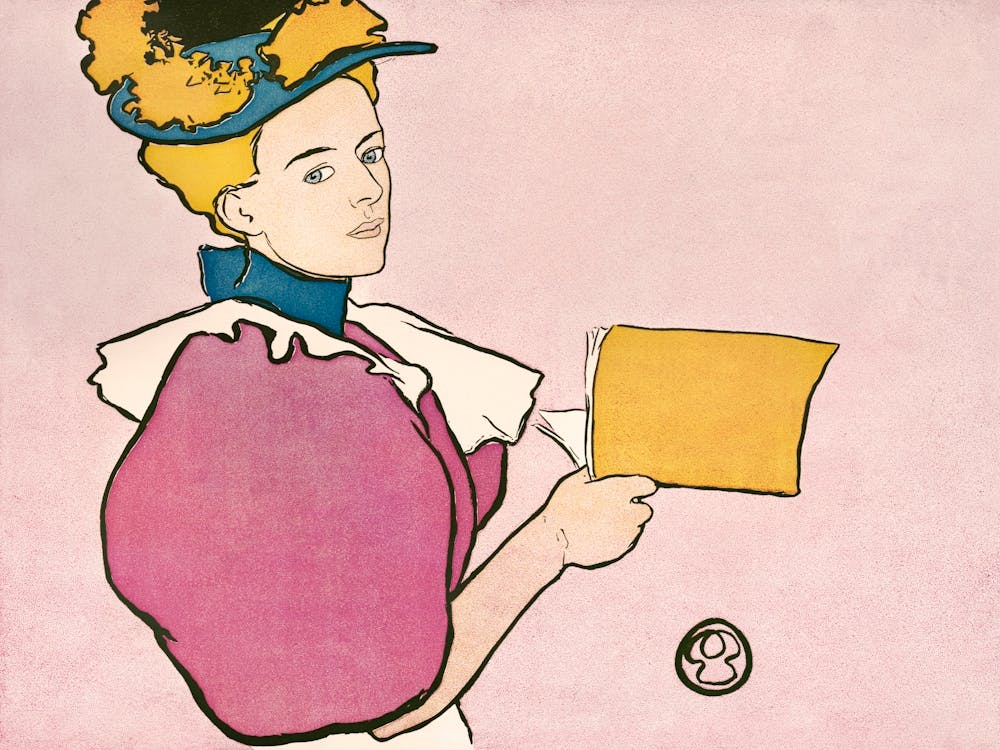 Frau, die ein Buch hält (1896), Edward Penfield