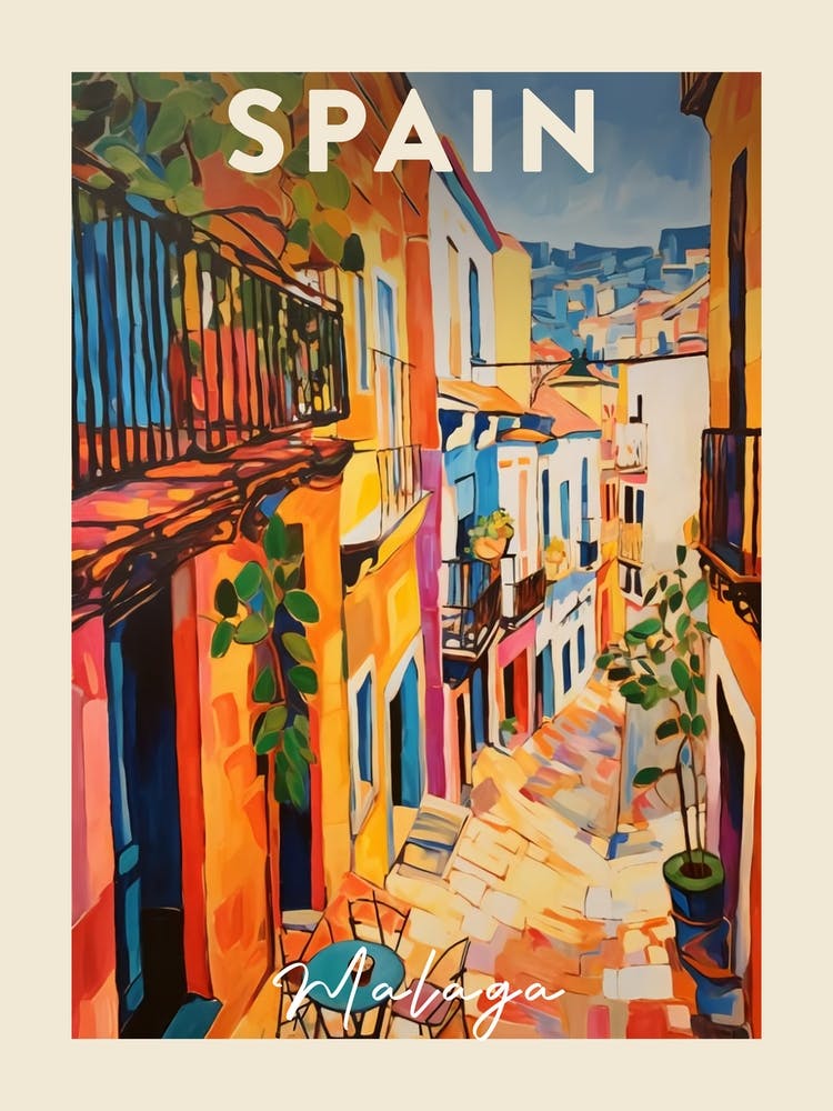 Malaga Spain 3 Fauvist Painting  Travel Poster